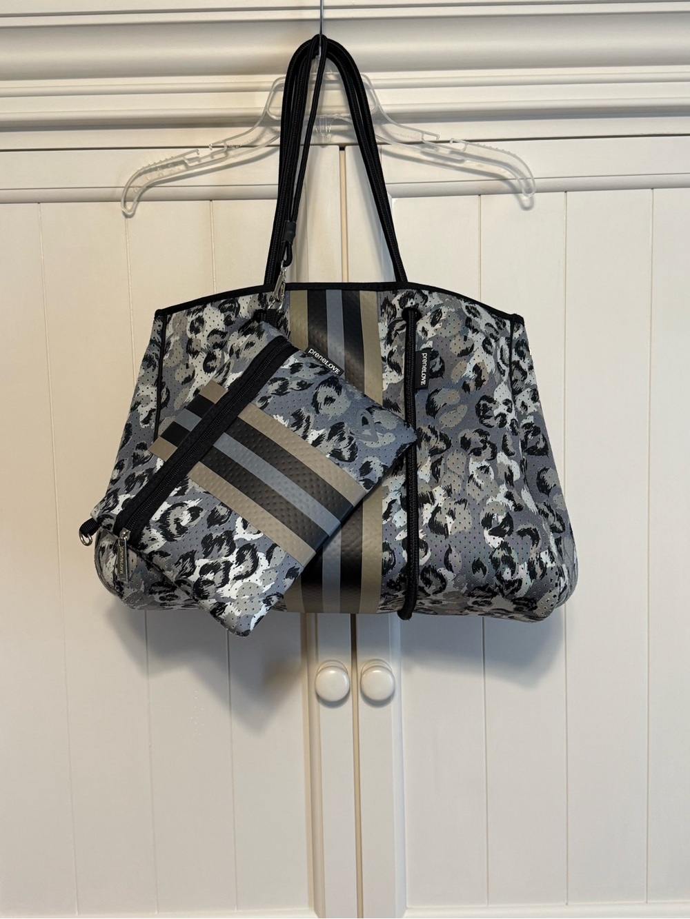 preneLOVE Gray Leopard Print Tote with Matching Wristlet